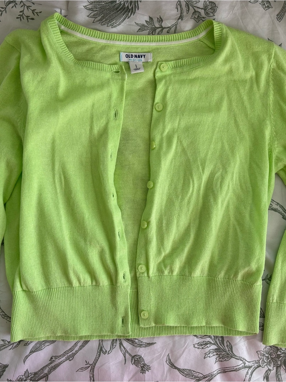 Old Navy Bright Lime Green Lightweight Crewneck Cardigan